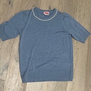 Kate Spade Blue Sweater with Pearl Accents